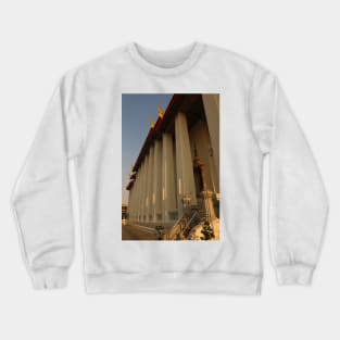 Part view from Phra Ubosot Buddha hall in low angle view with white columns. Crewneck Sweatshirt